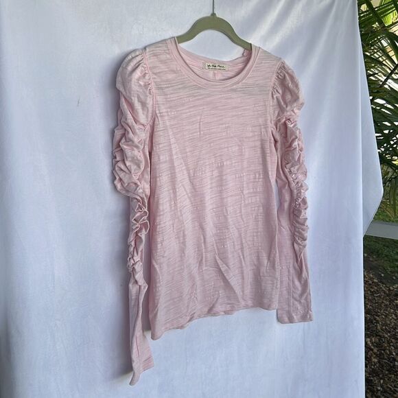 FREE PEOPLE We The Free Natasha Ruched Long Sleeve Top in Blush Pink Small - Picture 4 of 9
